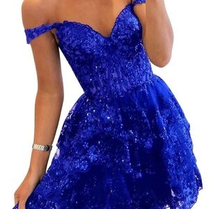 Elegant Blue Off-Shoulder Dress